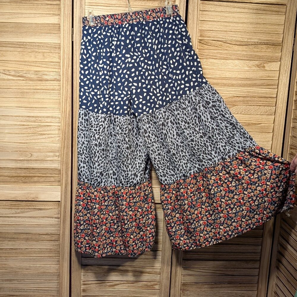 Umgee Wide-Leg Pants Colorful Patterned Size Small - image 8